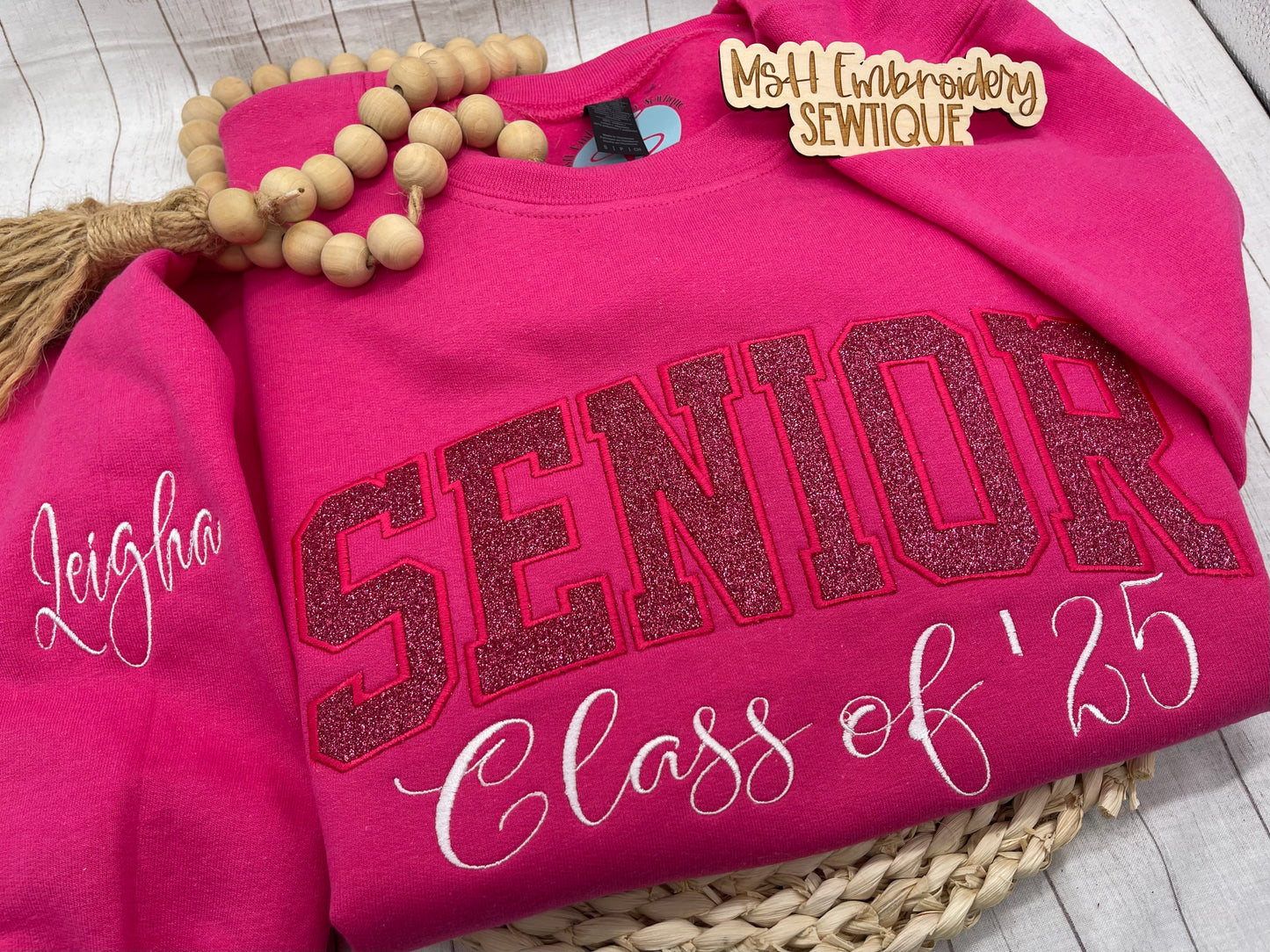 Custom Senior Class of Sweatshirt | Personalized Graduation Sweatshirt with Name | Glitter Appliqué Senior Crewneck