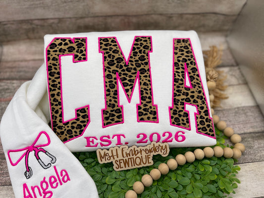 Custom Medical Appliqué Sweatshirt | Personalized Nurse, CMA, CNA, RT Shirt | Healthcare Worker Gift