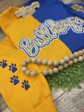 Custom Bulldogs Colorblock Embroidered Sweatshirt | Game Day Spirit Wear | Paw Print Sleeve | School Spirit Crewneck