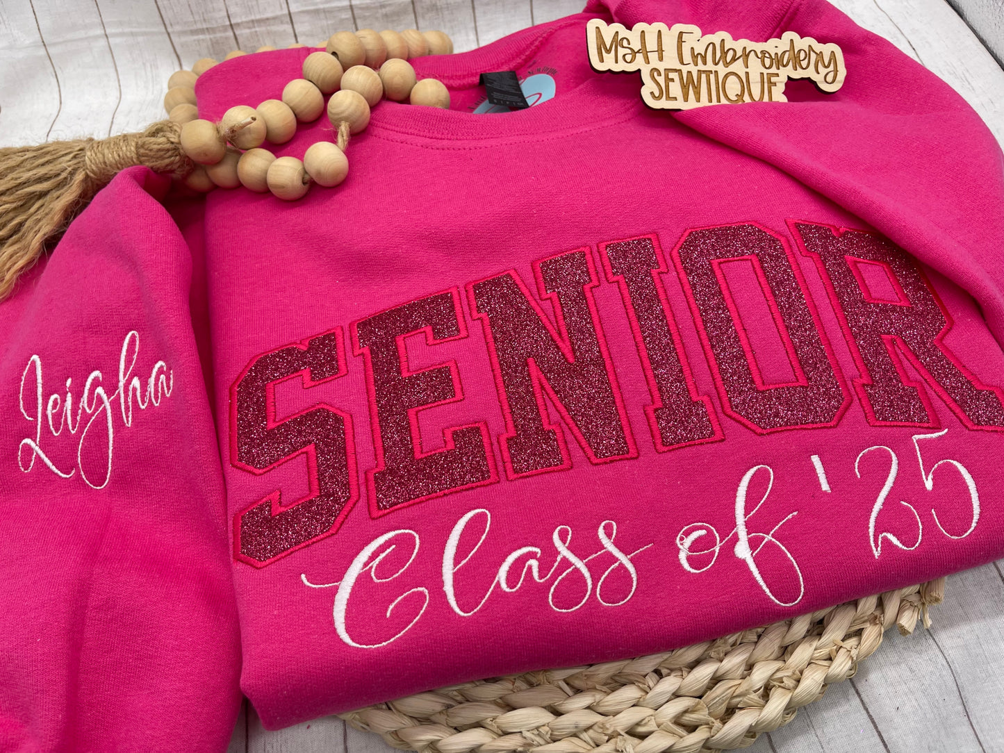 Custom Senior Class of Sweatshirt | Personalized Graduation Sweatshirt with Name | Glitter Appliqué Senior Crewneck