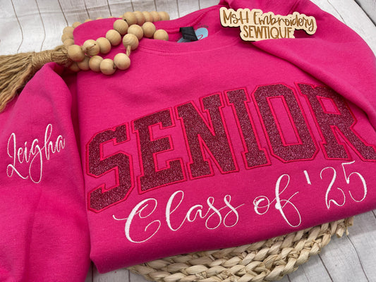 Custom Senior Class of Sweatshirt | Personalized Graduation Sweatshirt with Name | Glitter Appliqué Senior Crewneck