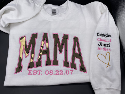 EMBROIDERED KEEPSAKE MAMA OR TITLED SWEATSHIRT