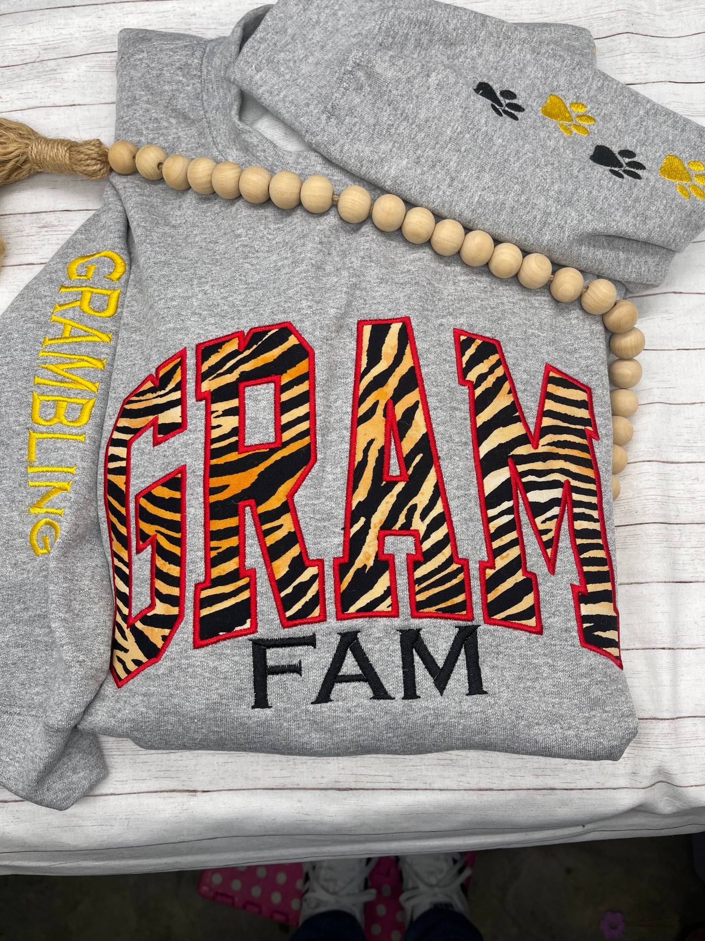 Custom Grambling State University Sweatshirt | GRAM FAM Embroidered & Appliqué Crewneck | HBCU Pride Apparel