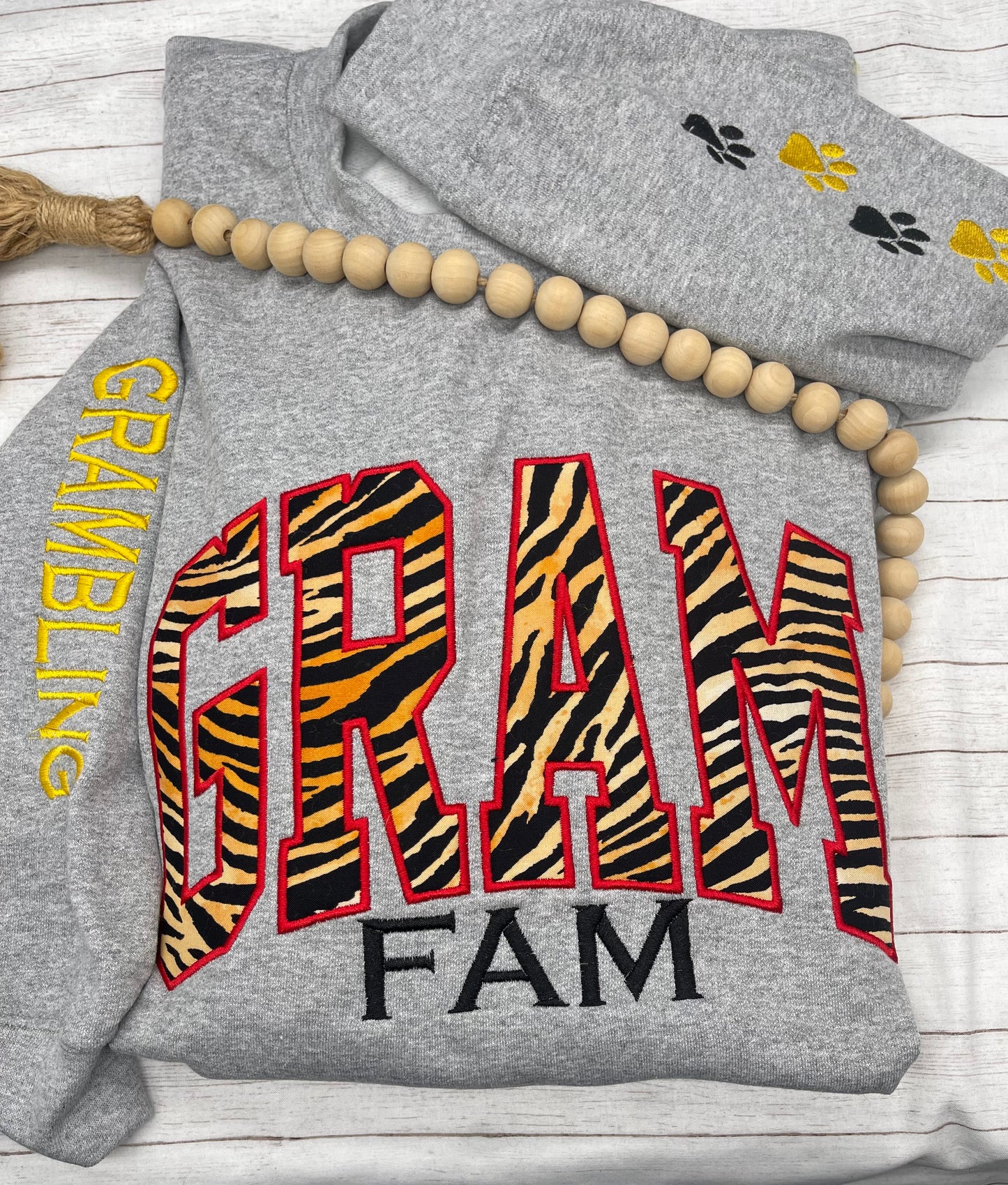 Custom Grambling State University Sweatshirt | GRAM FAM Embroidered & Appliqué Crewneck | HBCU Pride Apparel