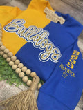 Custom Bulldogs Colorblock Embroidered Sweatshirt | Game Day Spirit Wear | Paw Print Sleeve | School Spirit Crewneck