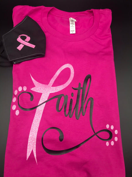 Faith Breast Cancer Awareness Shirt and Mask Set